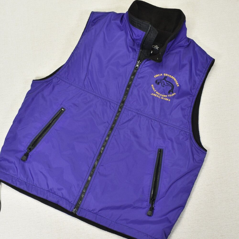 Vintage Pacific Vest Large Purple Fleece Lined Juneau Alaska Orca Enterprises L